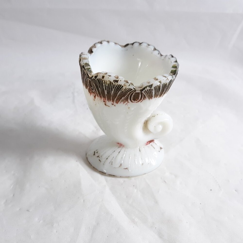 Milk Glass Cornucopia Toothpick Holder Antique